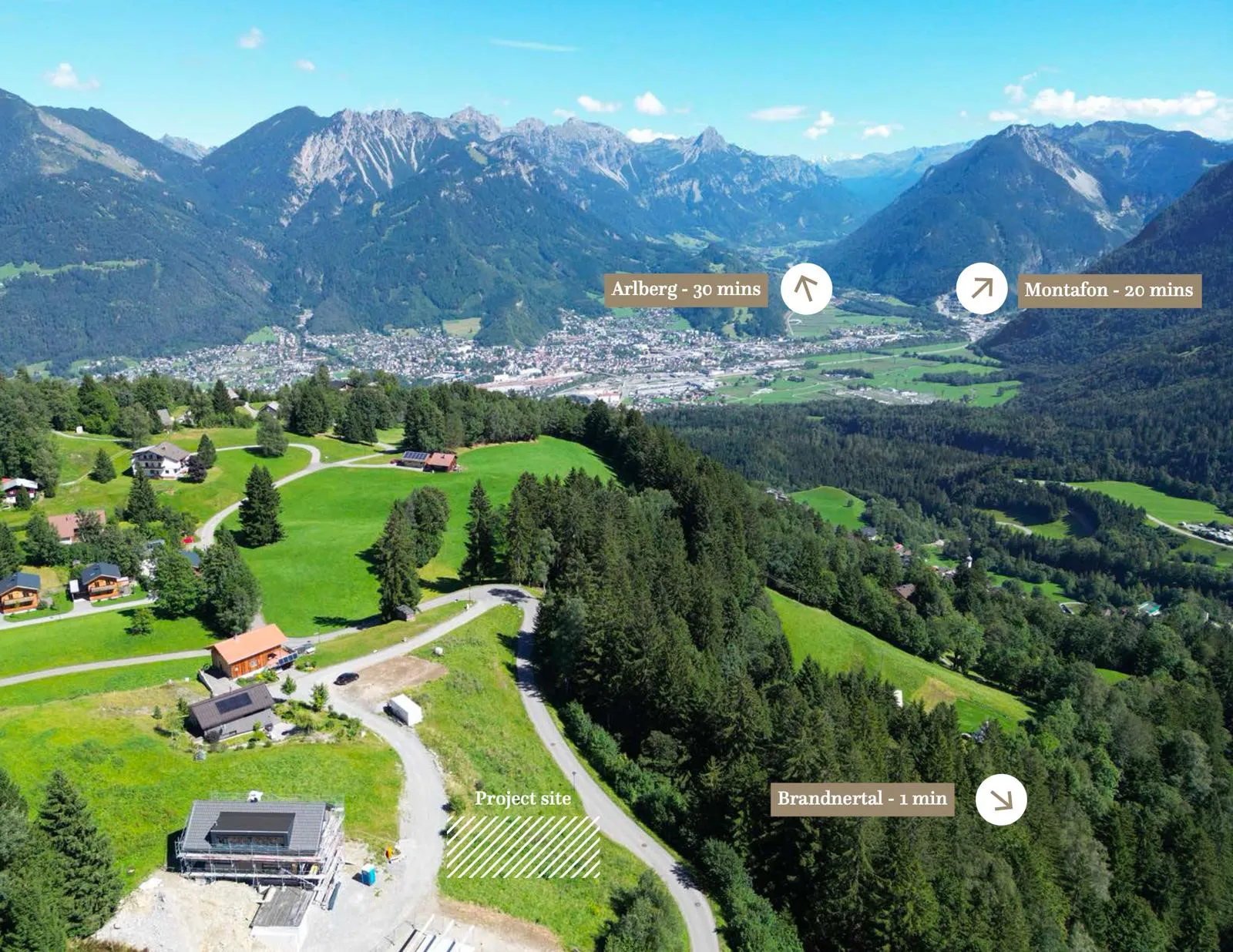 Tschengla plateau in summer, green valleys and mountain peaks